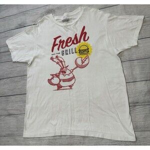 SpongeBob Mr Krabs Graphic T Shirt Fresh Off The Grill Size Large White 2022